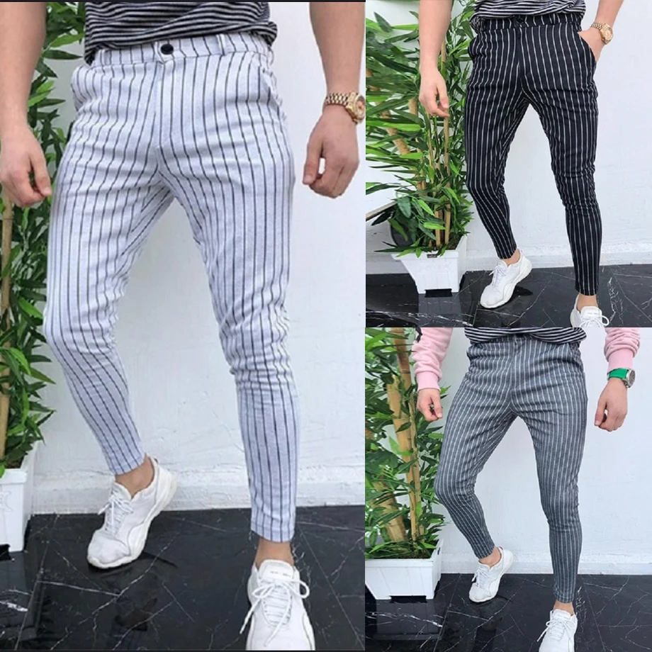 Plus Size Men's Pants Striped Elastic Casual Pencil Pants Luxury Brand Clothing Trousers Sweat Pants for Men Street Fashion Plus Size Men's Pants Striped Elastic Casual Pencil Pants Luxury Brand Clothing Trousers Sweat Pants for Men Street Fashion