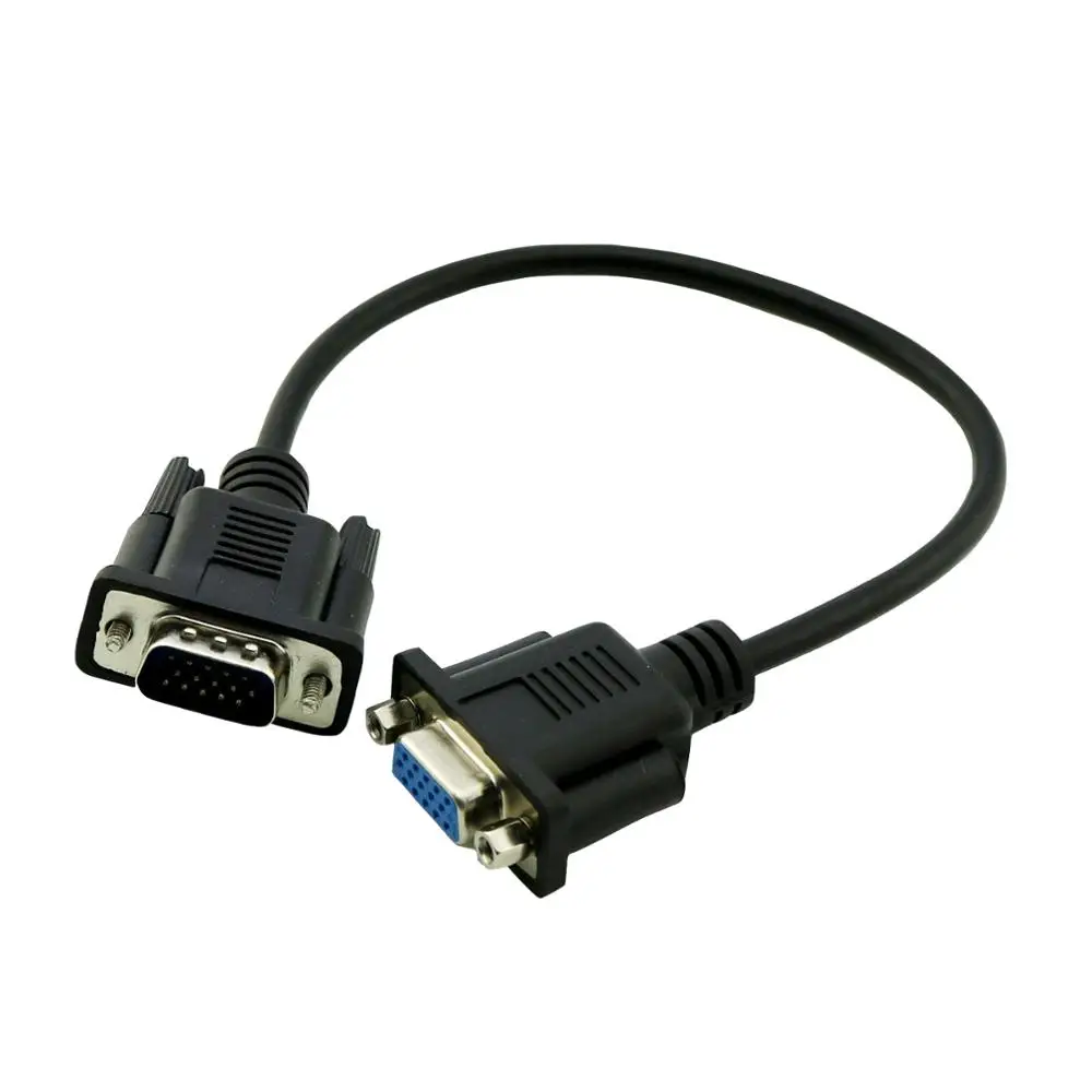 

1x VGA Male Plug to VGA Female Jack LCD Projector Male to Female Extension Connector Cable Cord 1ft/30cm Black