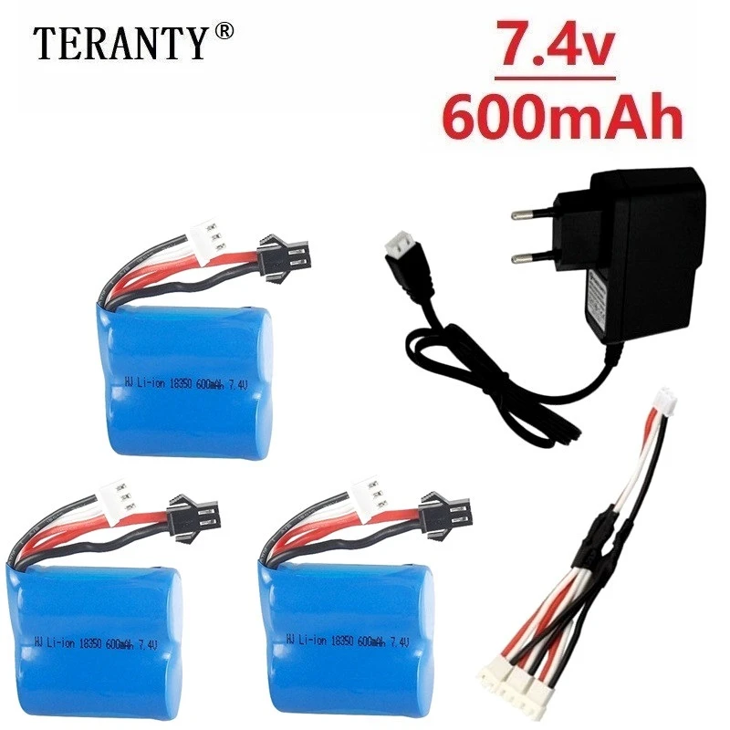 Original 7.4v 600mAh Li-ion battery + Charger for H100 H102 2S 18350 Battery JJRC S1 S2 S3 S4 S5 High Speed RC boat | Игрушки и хобби