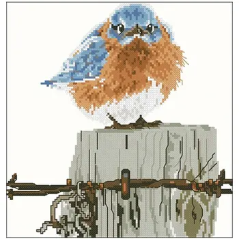 

Blue bird on tree stump patterns Counted Cross Stitch 11CT 14CT 18CT DIY Chinese Cross Stitch Kit Embroidery Needlework Sets