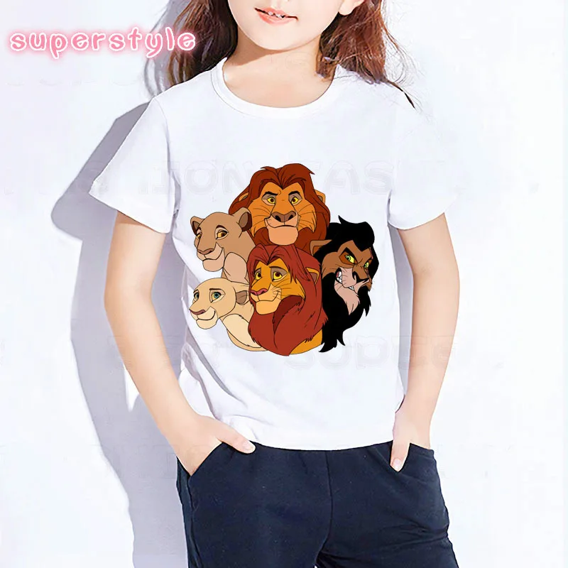 Белая футболка для девочек с изображением короля льва футболка HAKUNA MATATA летние топы с короткими рукавами и круглым вырезом, Детская футболка с тимоном и пумбаой dHKP302 - Цвет: dHKP302C