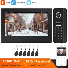 HomeFong WiFi-Video-Gegensprechanlage für zu Hause, Tuya Alexa Wireless-Video-Türsprechanlage, Touchscreen-Türklingel mit Kamera 1080P, Tastatur-Anruffeld, unterstützt Passwort-RFID-Entsperrung