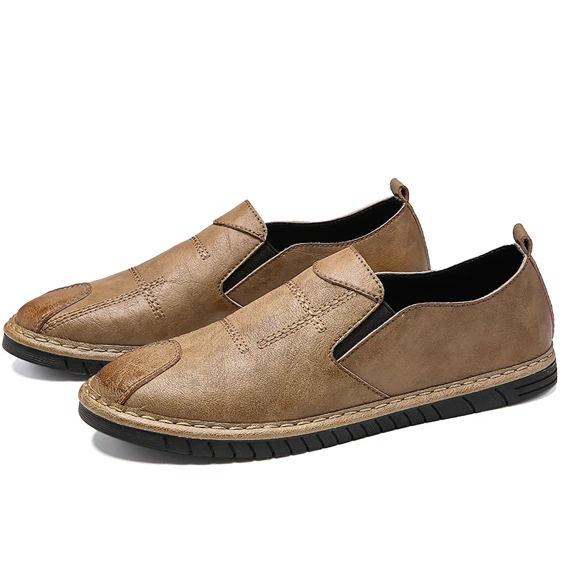 

New Men Leather Flats Plus Size 39-44 Classic Formal Peas Shoes Pointed Toe Business Leather Shoes Black Brown Flats *RD26