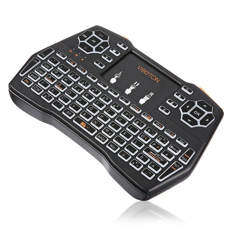 Viboton I8 Plus лампа с подсветкой немецкая клавиатура Мини Беспроводная клавиатура Air mouse для Android tv Box маленький ПК, ноутбук