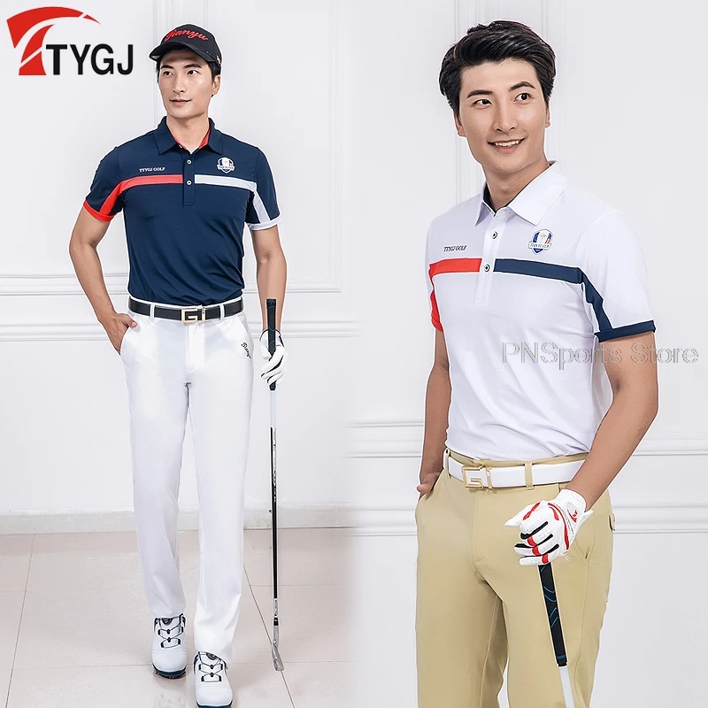 Men's Golf Wear Men Golf T Shirt Short Sleeved Breathable Tops Male Sports Quick Drying Shirt