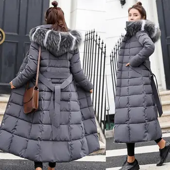 

Winter maternity Down Jacket Long Hooded 2019 Fashion Snow Clothing Warm Cotton-padded Long Sleeve Parkas Down Coat For Female