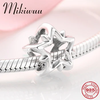 

Real 925 Sterling Silver Hollow out star fine Charms Beads Fit Original Pandora Charm Bracelets jewelry making