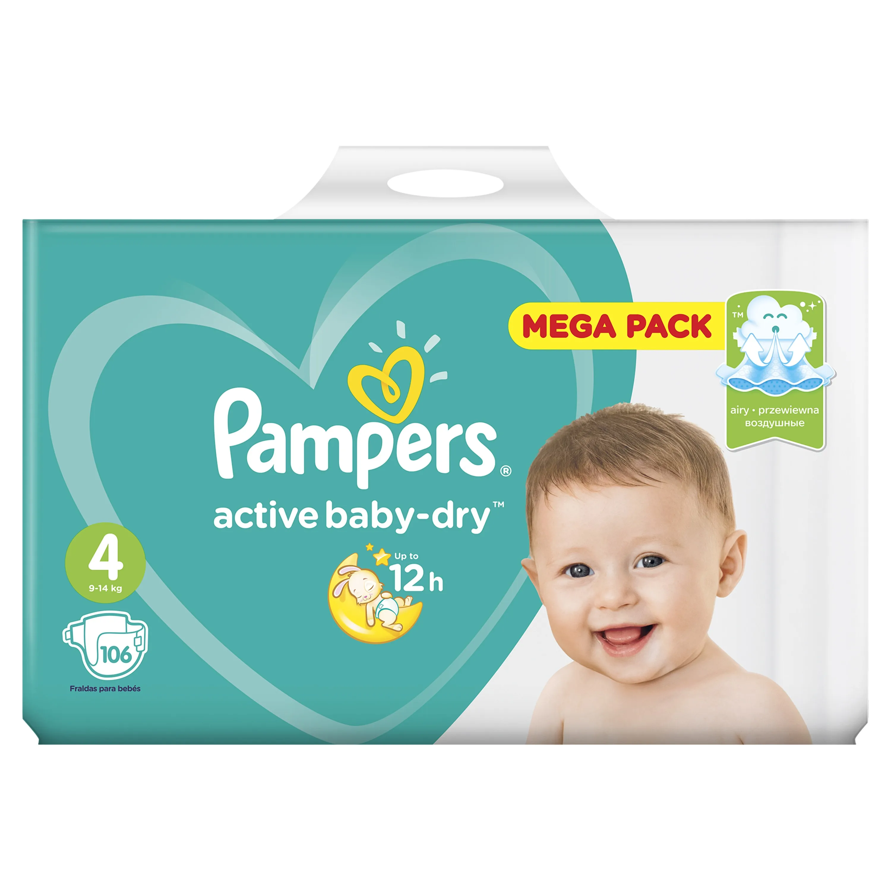Подгузники Pampers Active Baby Dry 9 14 кг 4 размер 106 шт.|Одноразовые подгузники| |