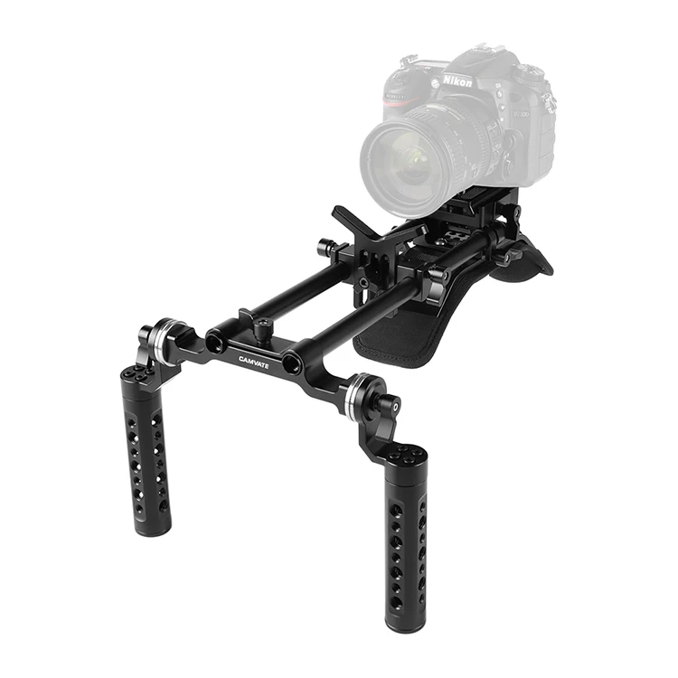 CAMVATE наплечное крепление 15 мм Railblocks Rig с Manfrotto qr-пластиной и поддержкой объектива для DSLR камеры/DV видеокамеры C2237