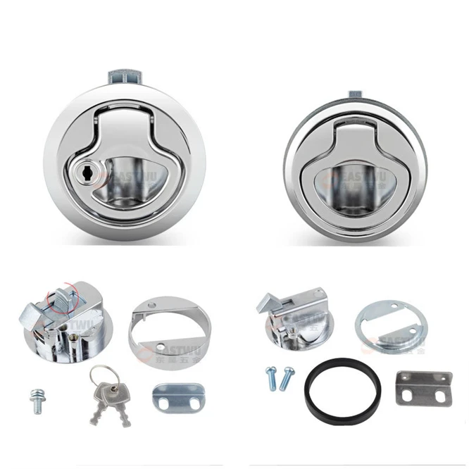 

1 set Round Marine Grade Zinc alloy Hatch Latches Turning Lock Flush Pull Latch Hatch Lift Handle Buckle Boats Yacht