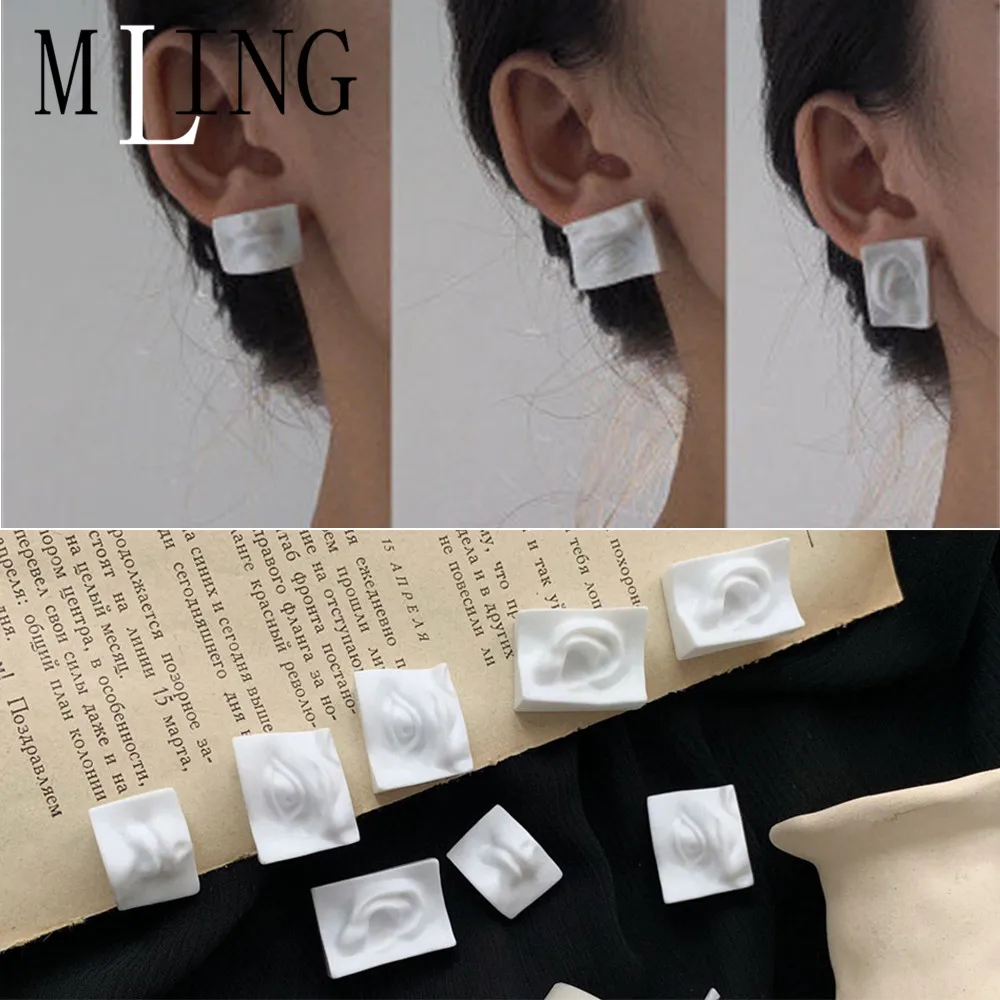 

MLING Newest Acrylic Portrait Abstract Earrings Vintage Face Mask Earrings Eye Mouth Rectangle Stud Earrings For Women
