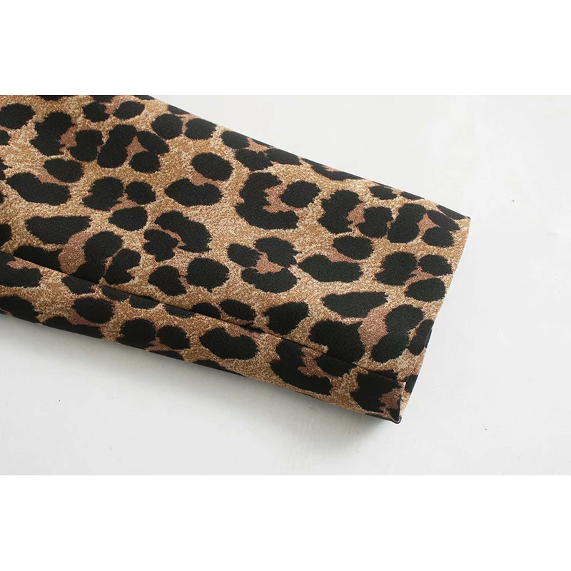 KONDALA 2020 fashion spring england vintage high street Leopard Print double breasted blazers notched jacket women blazers coat - 4.00063E+12