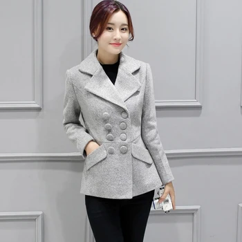 

winter Woolen coat short jacket Korean autumn winter Women's Slim double-breasted woolen coat jacket woman coats wool coat women