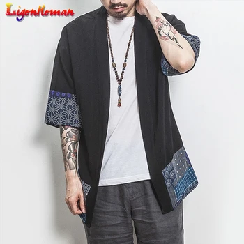 

New Men Linen Cardigan Jackets Coat Plus Size Men Casual Streetwear Vintage Shirt Men Chinese Streetwear Kimono Shirt Coat 5XL
