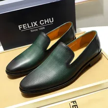 Mocassini da uomo italiani reflex CHU in pelle nero verde scarpe eleganti Casual Slip On scarpe da cerimonia in vera pelle da cerimonia per uomo