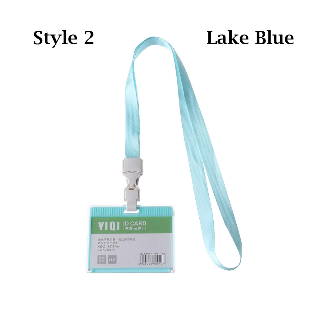style 2-lake blue Унисекс Водонепроницаемый держатель для карт качество пластик ID/IC имя держатель для карт s с веревками ремешок для офиса компании работы значок работника - Цвет: style 2-lake blue