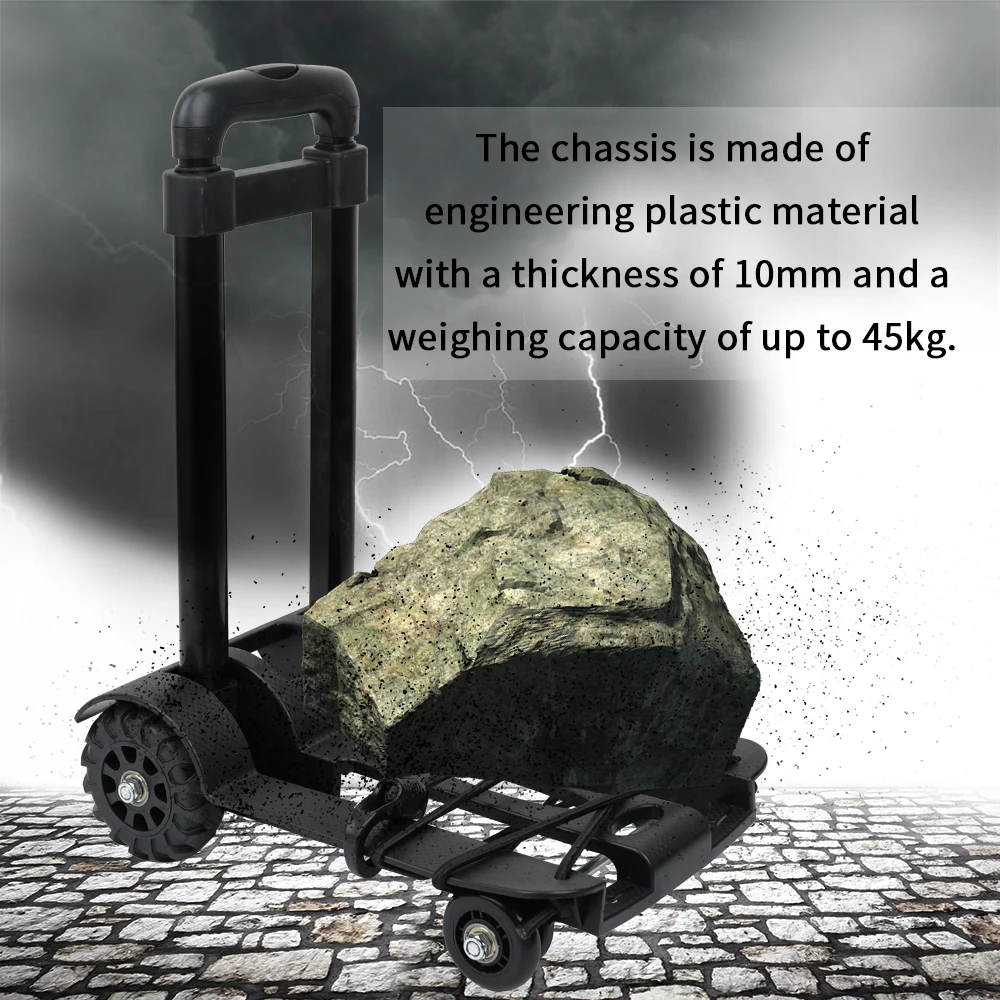 

Portable Foldable Luggage Shopping Travel Cart Flatbed Trailer Trolley Barrow with Black Pull Rod