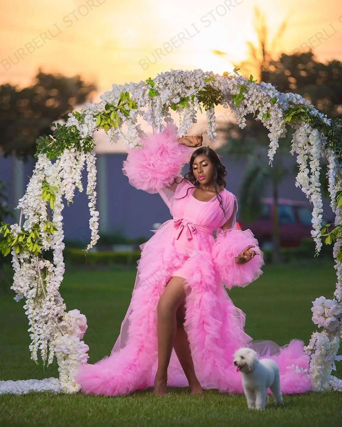 2020 Unique Tulle Maternity Robes Women Sheer Long