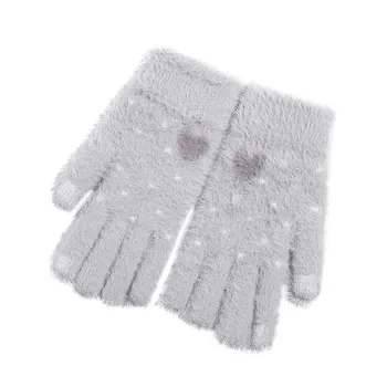 

Winter Plush Gloves Ladies Cute Little Love Pattern Fashion Creative Knitted Gloves Warm Outdoor Sports Fashion Autumn Winter