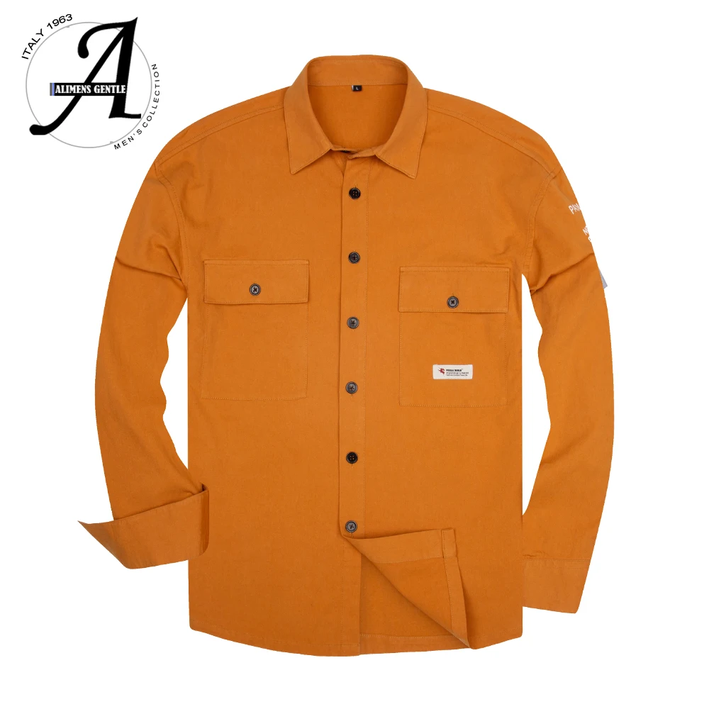 

Safari Style Casual Shirts 100% cotton Men's Work Shirts Long Sleeve Man Solid Shirts