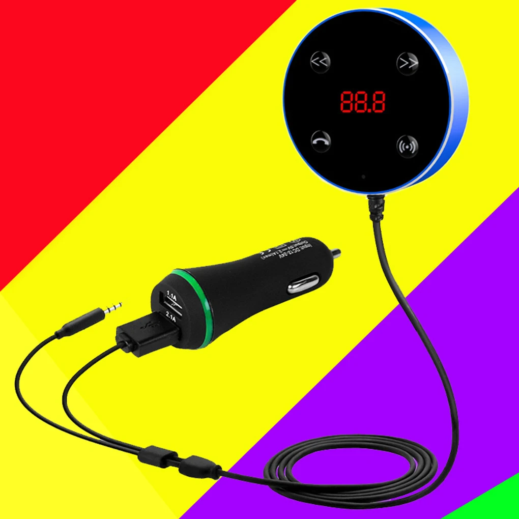 2 в 1 Bluetooth fm-передатчик вспомогательный аудиоресивер Hands Free 3,5 мм прикуриватель двойной USB зарядное устройство