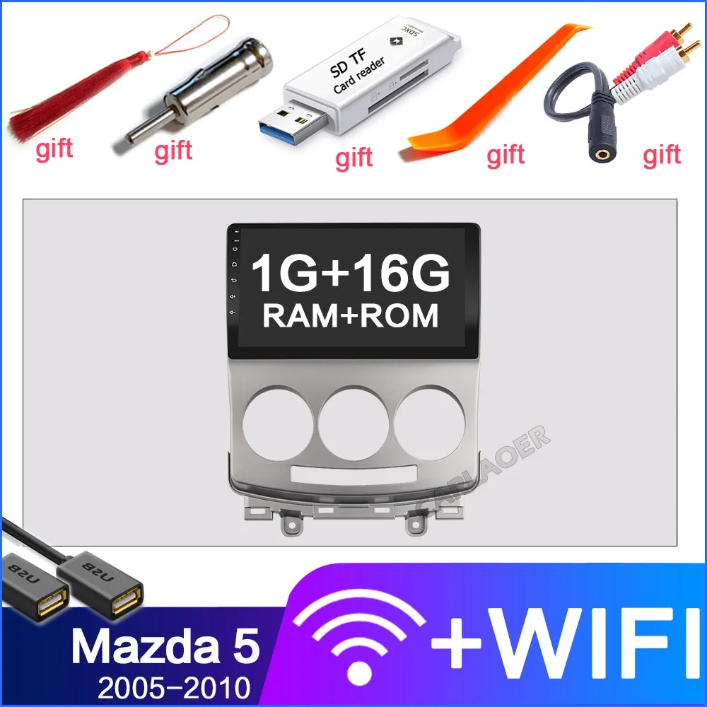 2 Din Автомобильный мультимедийный плеер для Android для Mazda 5 2005 2006 2007 2008 2009 2010 9 дюймов Оперативная память 2 Гб оперативной памяти, 32G 2Din Радио Аудио gps Navi WI-FI - Цвет: 1GB