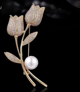 

Flower Style Brooch Pin Mountings Findings Settings Base Parts Fittings Accessories for Akoya Edison Pearls Agate Beads Stones