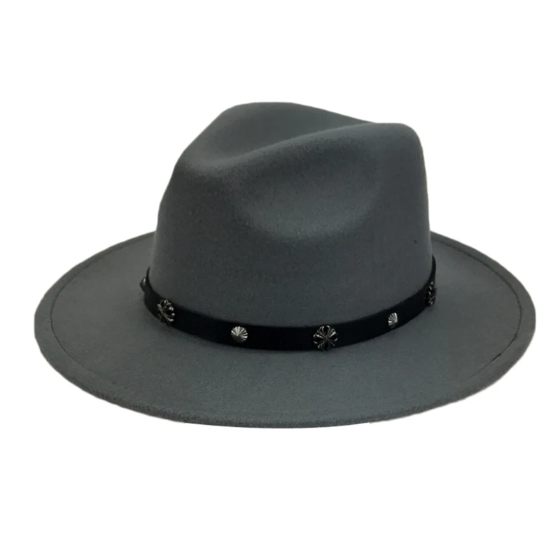 Осень-зима, имитация шерсти, для женщин, мужчин, дам, Fedoras, топ, джаз, шляпа, европейская, американская, круглая, шапки котелок - Цвет: GY