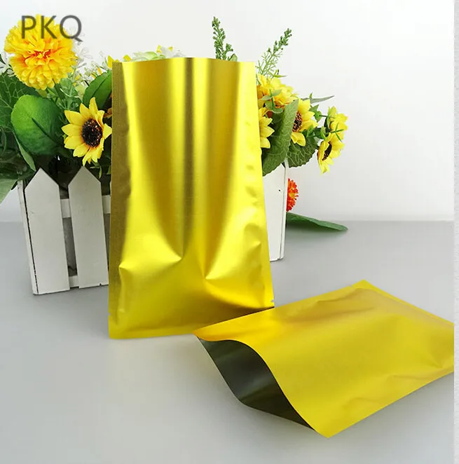 

100pcs Small Gold Open Top Plating Aluminum Foil Bag Heat Seal Food Packaging Vacuum Bag Aluminizing Foil Plastic Bag Pouch