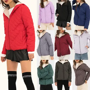 

2019 New basic jackets Female Women Winter plus velvet lamb hooded Coats Cotton Winter Jacket Womens Outwear coat