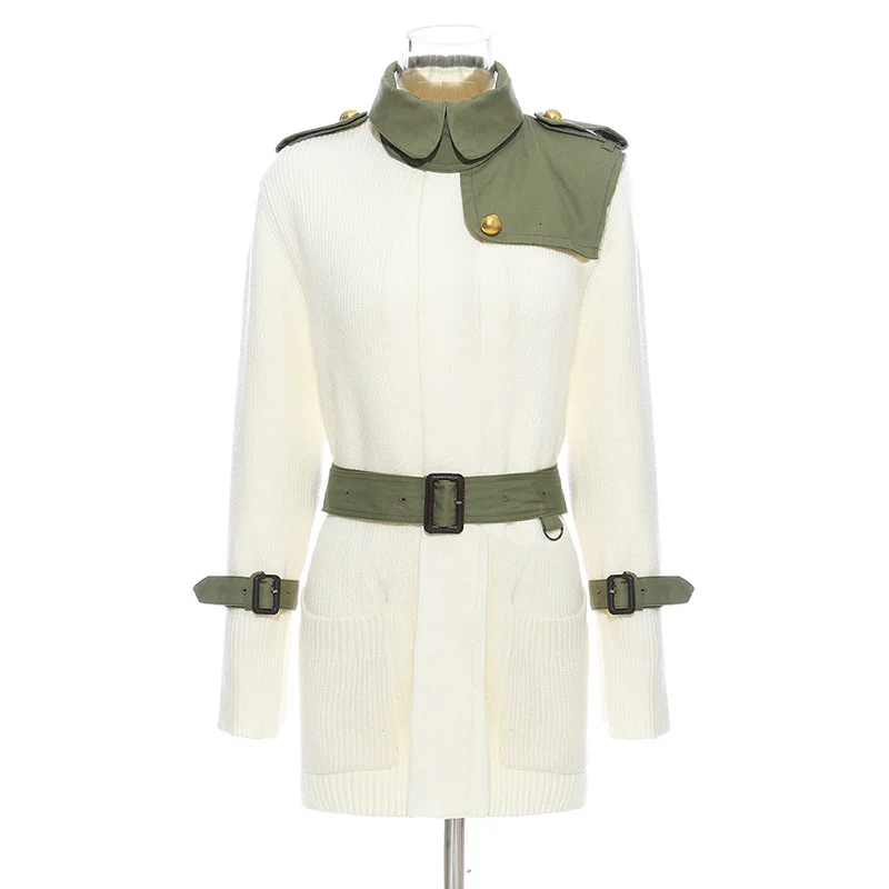 TWOTWINSTYLE Patchwork Hit Color Jacket For Female Lapel Collar Long Sleeve High Waist Sashes Knitted Jackets Womens Fashion 2020 (2).jpg_.webp