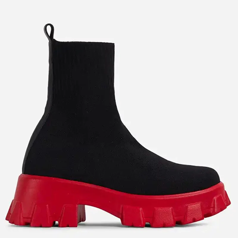 2022 New Autumn Winter Boots Couple Socks Shoes Women Thick-soled Casual Large Size Knitted Short Boots Women Botas De Mujer 