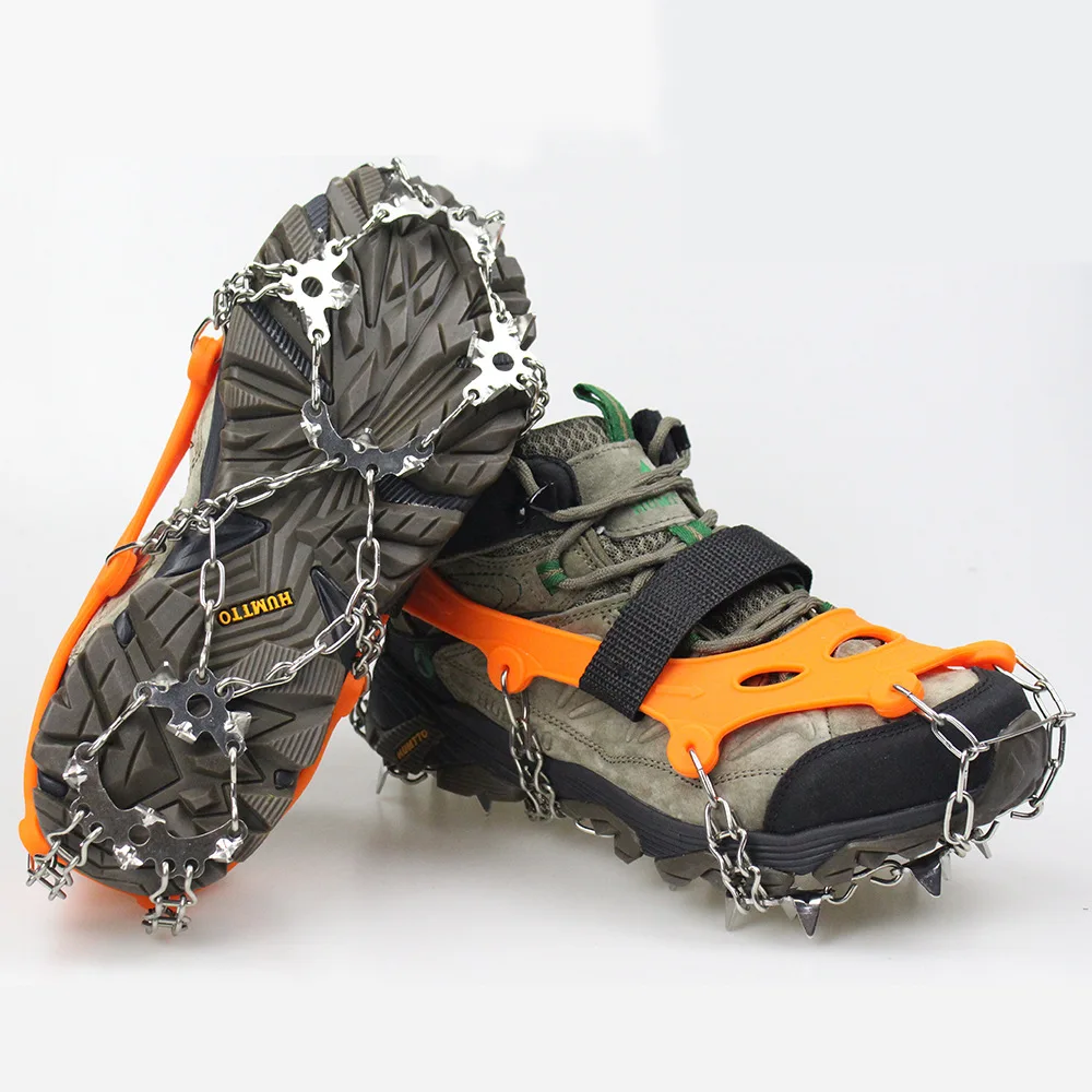 18 Teeth Ice Snow Crampons Anti-Slip Climbing Gripper Shoe Covers Spike Cleats Stainless Steel Skid Cover Crampon | Спорт и