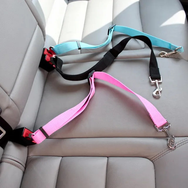 Online Sale: Adjustable Dog Car Safety Seat Belt Vehicle Seat belt Harness Lead Clip Pet Dog Supplies Safety Lever Auto Traction 43-70cm-