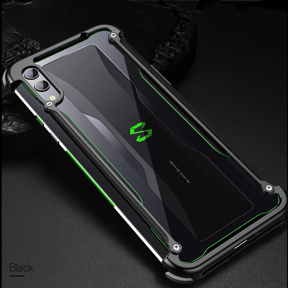 OATSBASF подушка безопасности металлический чехол для Xiaomi Black shark 2 2pro персональный металлический бампер чехол для Xiaomi Black shark helo чехол - Цвет: Black