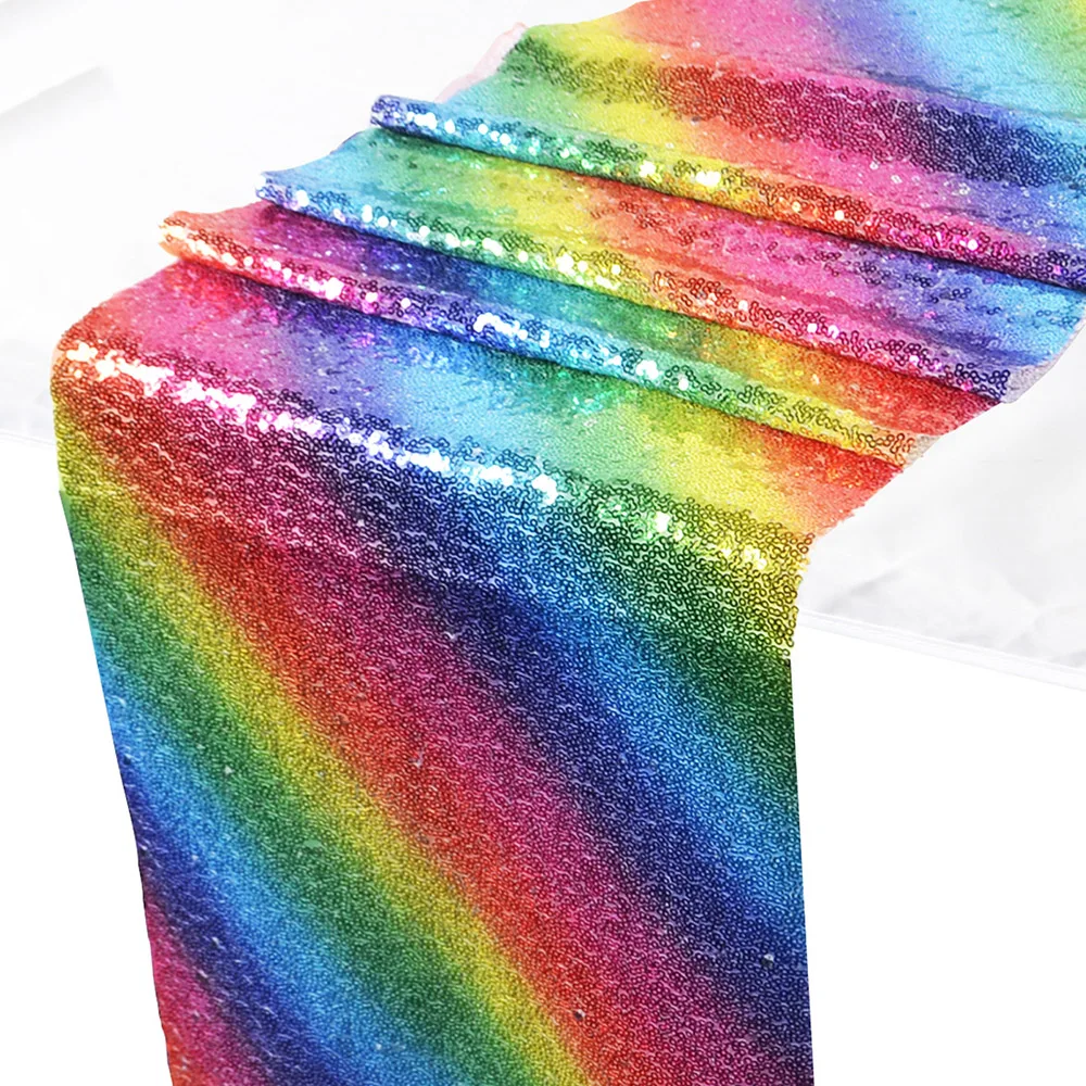 

Sequin Table Runner Rainbow Glitter Home Textile Wedding Party Banquet Table Cloth Dinner Table Banquet Supply Decoration