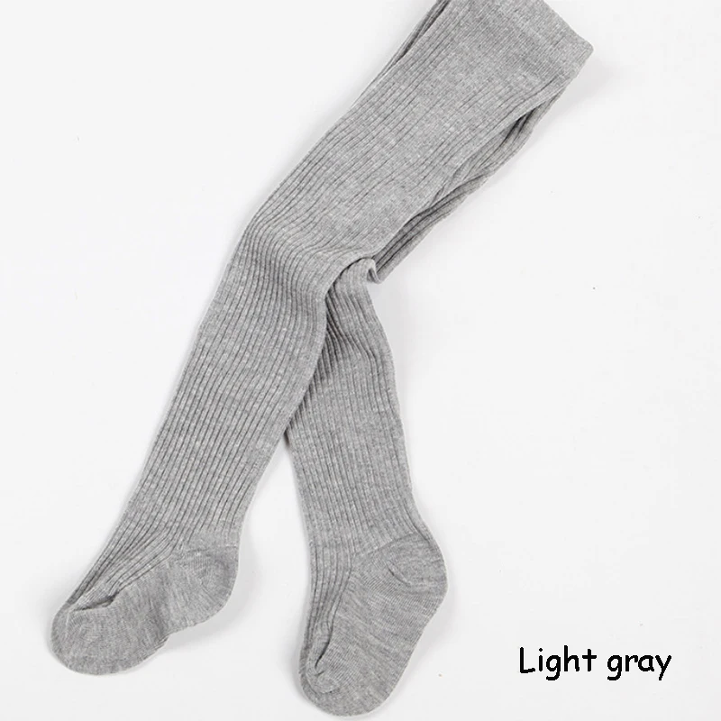 light gray Колготки для малышей; сезон осень-зима; колготки для малышей; теплые хлопковые колготки в рубчик для маленьких мальчиков и девочек; однотонные плотные колготки ярких цветов - Цвет: light gray