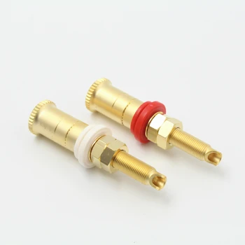 

2Pcs HIFI Copper gold plated banana binding post amplifier ternminal banana jack audio adapter