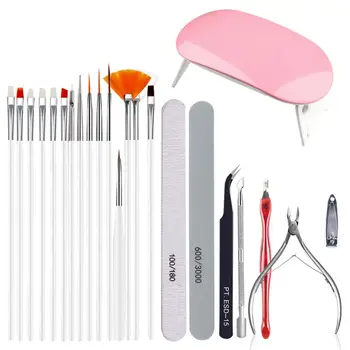 

2020 New Nail Set UV LED Lamp Dryer Nail Gel Polish Soak Off Manicure Tools Set For Nail