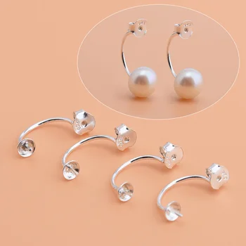 

925 sterling silver jewelry accessories pearl tray earplugs earplugs handmade DIY material jewelry accessories