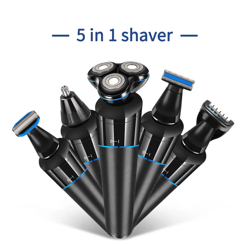 Electric Shaver IPX5 Waterproof USB Rechargeable Multi-functions Razor 5 in 1 Hair Timmer Beard Ear Nose Trimmer 110V-240V  2