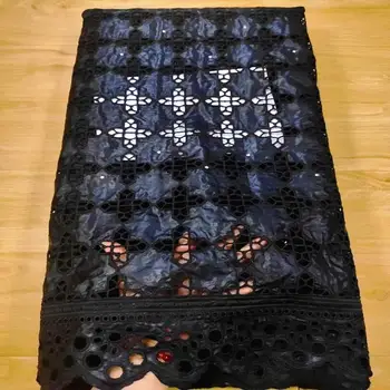 

2020 high quality African bazin riche fabric with diamond latest black embroidery net lace fabric 5yards/Lot for wedding B-1213