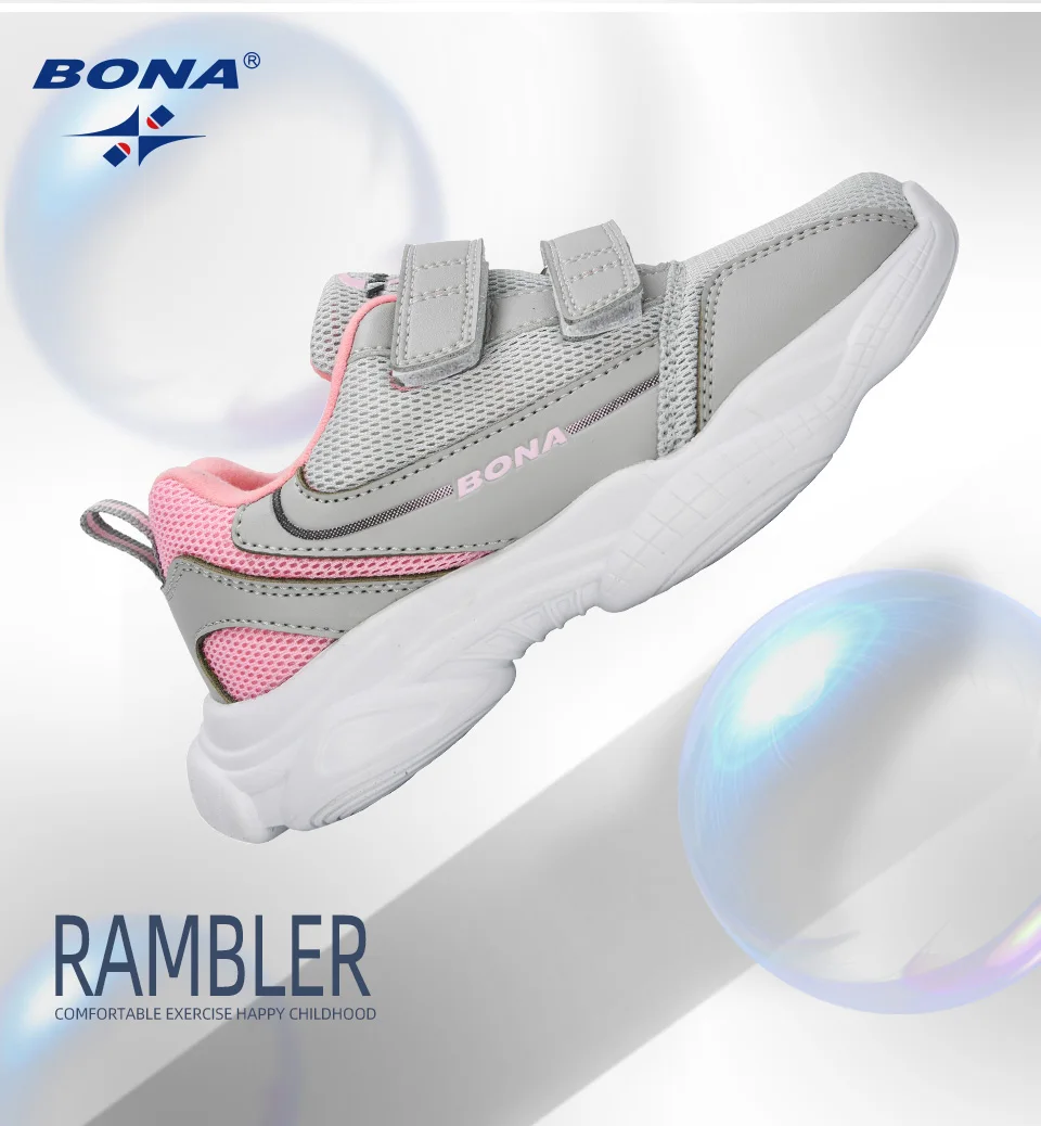 BONA 2020 New Designers Popular Childrens Sneakers Fashion Shoes Boys Students Breathable Running Sports Outdoor Girls Footwear