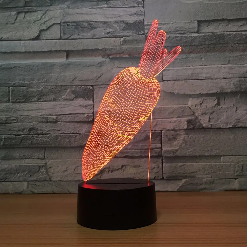 

Carrot 7 Color Lamp 3d Visual Led Night Lights For Kids Touch Usb Table Lampara Lampe Baby Sleeping Nightlight Motion Light