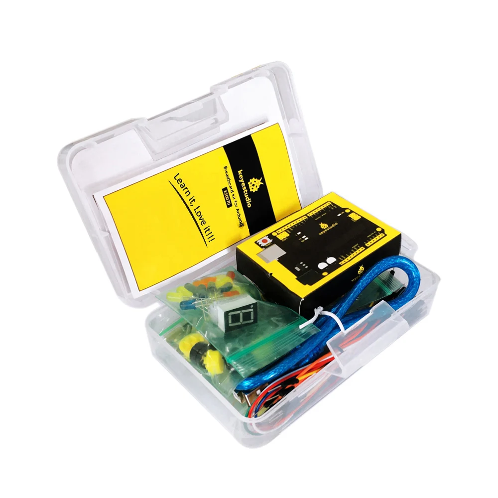 Keyestudio DIY Electronics Basic Starter Kit Breadboard Kit,Jumper wires,Resistors,Buzzer for Arduino UNO R3  W/GIFT box