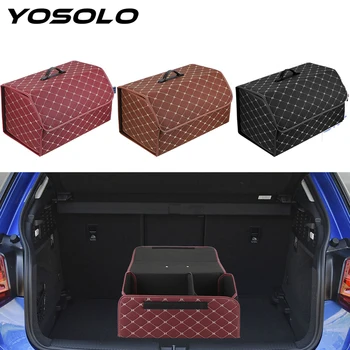 

YOSOLO PU Leather Folding Large Cargo Storage Storage Bag Car Trunk Organizer Box Stowing Tidying Car Accessories