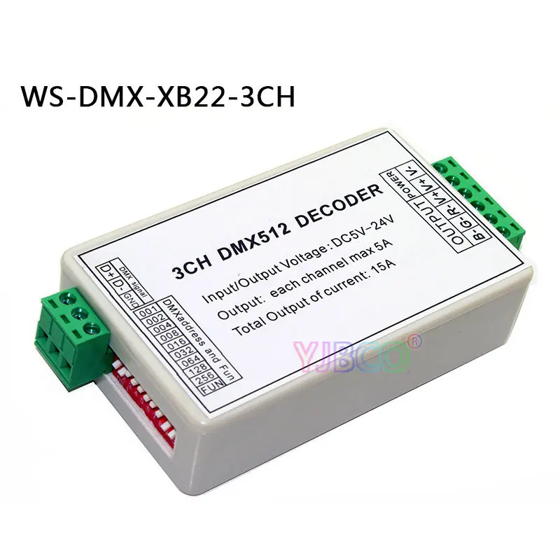 WS-DMX-XB22-3CH DMX декодер, постоянное давление 3CH/4CH/9CH/24CH/27CH RGB DMX 512 контроллер для светодиодной лампы светодиодный светильник, DC5V-24V - Цвет: WS-DMX-XB22-3CH