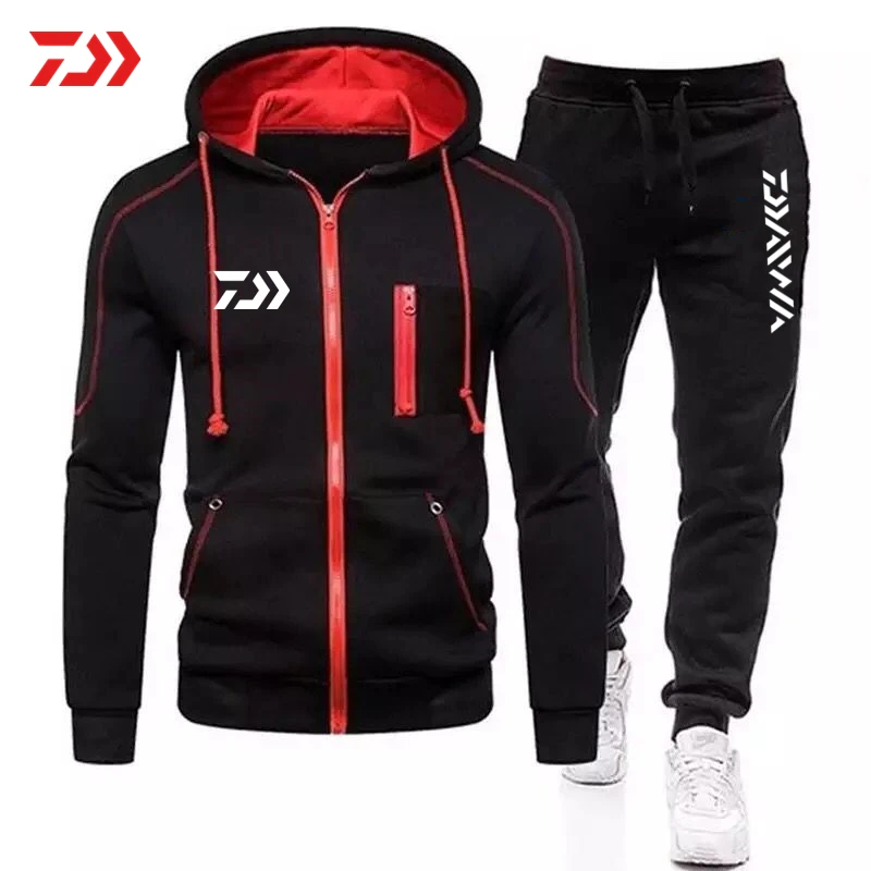 Ropa de pesca de invierno y para hombre, ropa de pesca deportiva al aire libre, informal, a prueba de viento, con capucha y cremallera|Conjuntos para hombres| - AliExpress