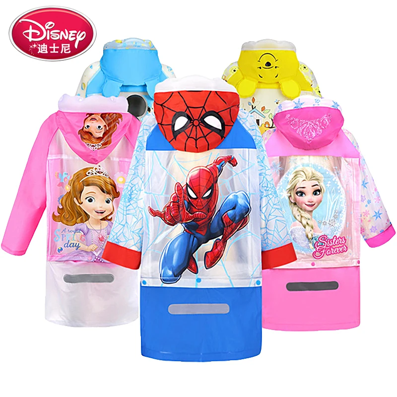 

Disney Kids Raincoat Cartoon Mickey Minnie Poncho Book Bag Reflective Strip Inflatable Cap Children Boy Girl Kids Raincoat Gift