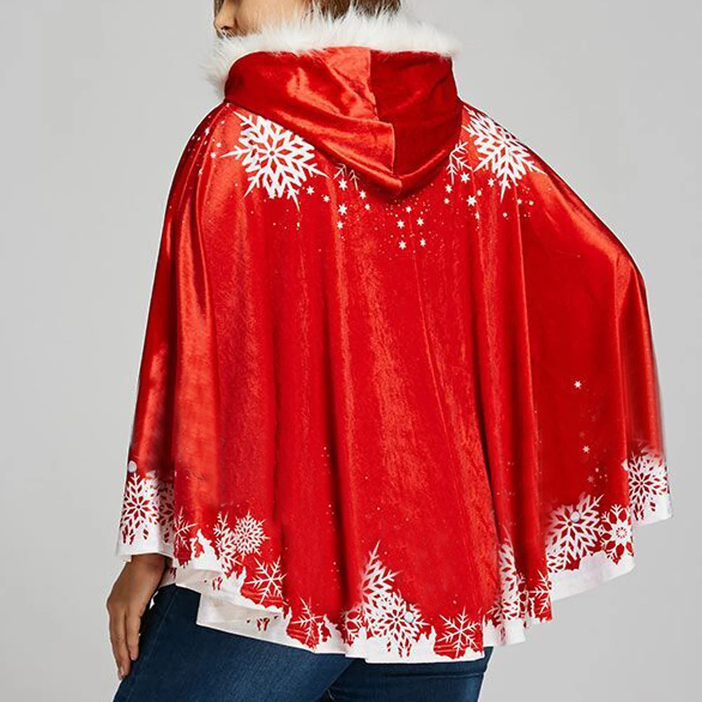 Red Christmas Velvet Cape Cloak Women Winter Girl Shawl Cosplay Party Costumes Decoration Santa Claus Costume Lace Up 1121